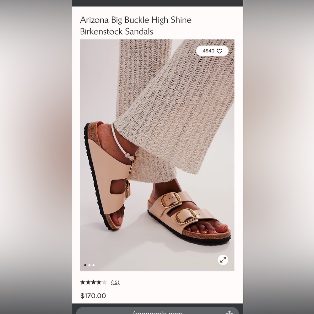 Birkenstock Arizona BigBuckle Natural Leather Patent W11 M9 High Shine New Beige